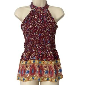 NWT Haute Hippie Boho Smocked Halter Neck Top Small